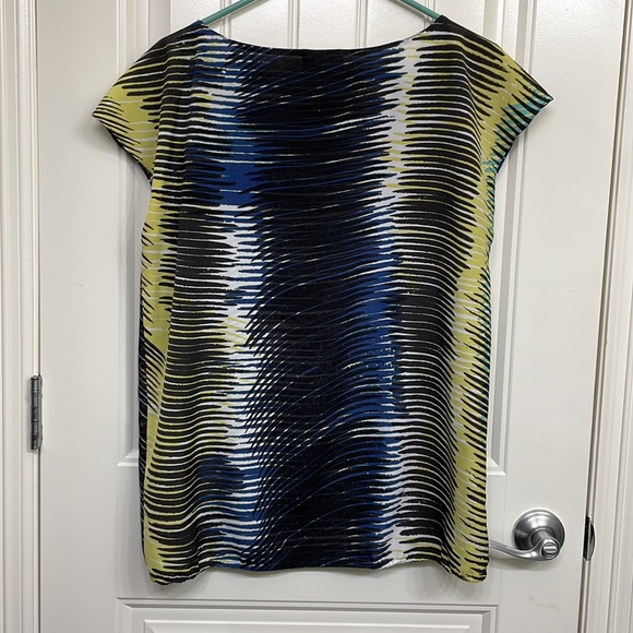 Loft Black blue yellow green blouse size M - Picture 4 of 5
